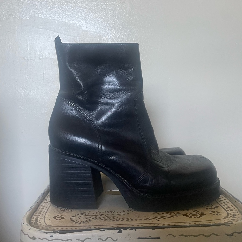 Vintage Black Leather Ankle Boots